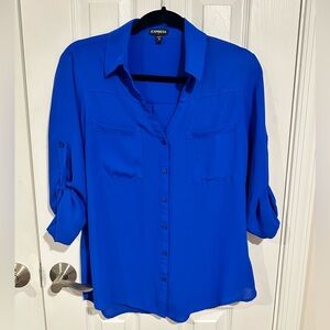 Express Cobalt Blue Roll-Up Sleeve Shirt
